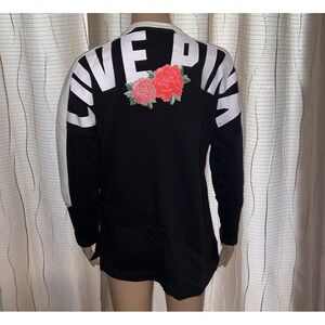 Victoria's‎ Secret PINK Varsity Crew Tunic Women Sz XS Black Floral Lace Up